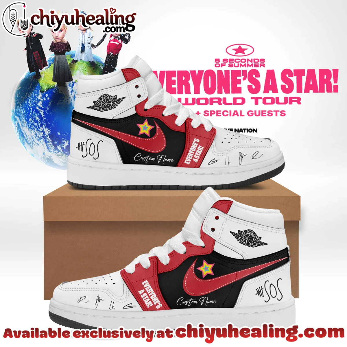 5SOS EVERYONES A STAR World Tour Custom Air Force 1 & Jordan 1 Shoes - Variant 17