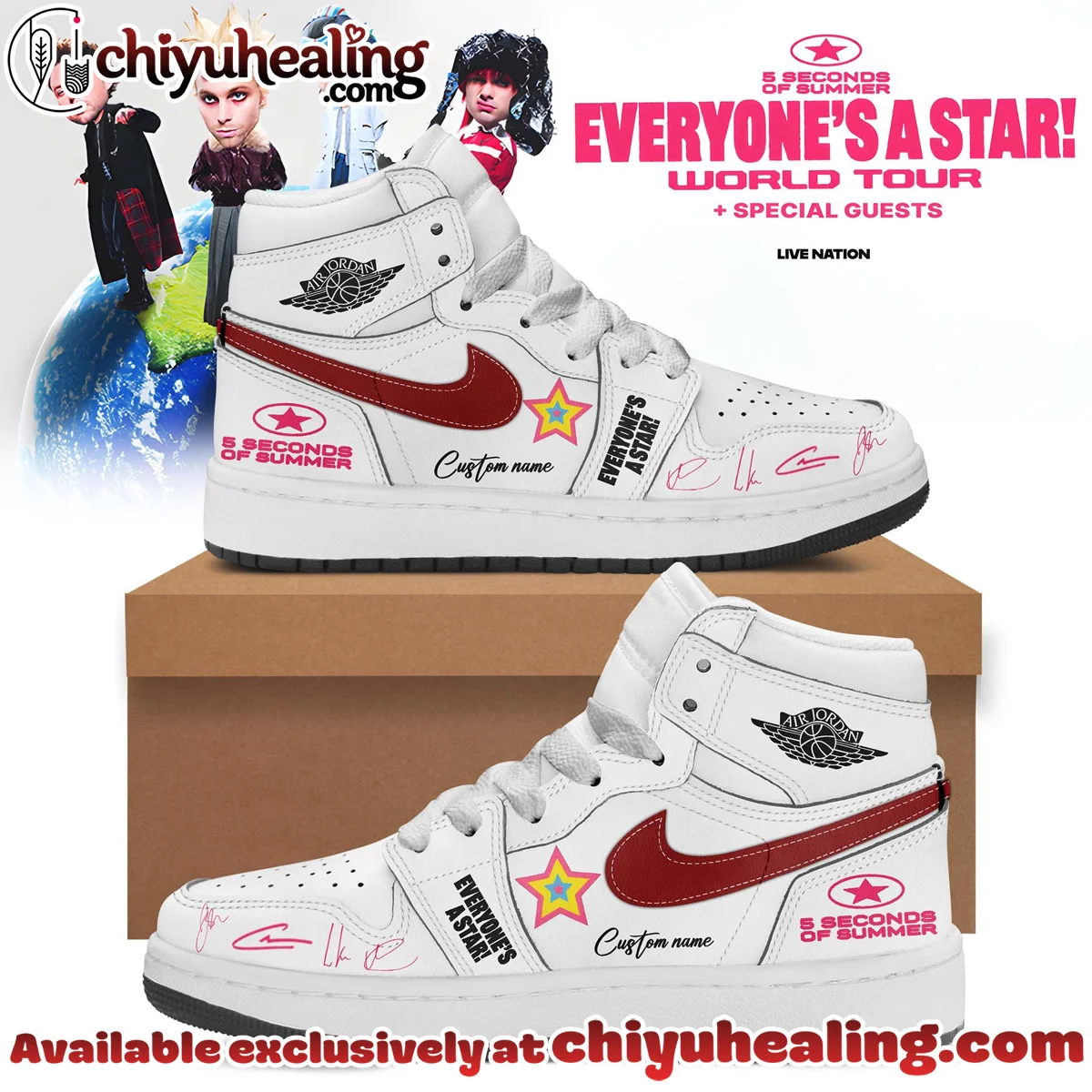5SOS EVERYONES A STAR World Tour Custom Air Force 1 & Jordan 1 Shoes - Variant 26