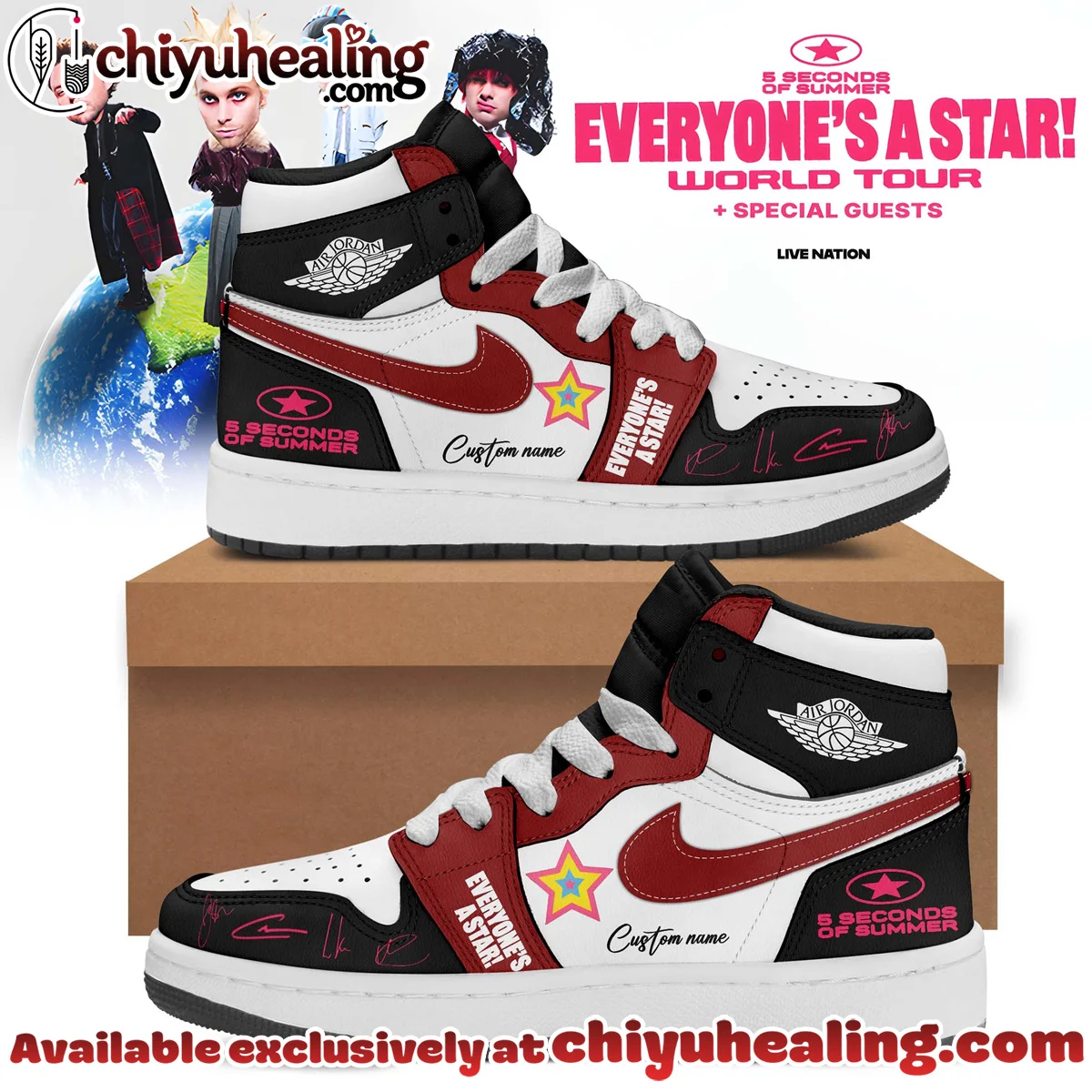 5SOS EVERYONES A STAR World Tour Custom Air Force 1 & Jordan 1 Shoes - Variant 27