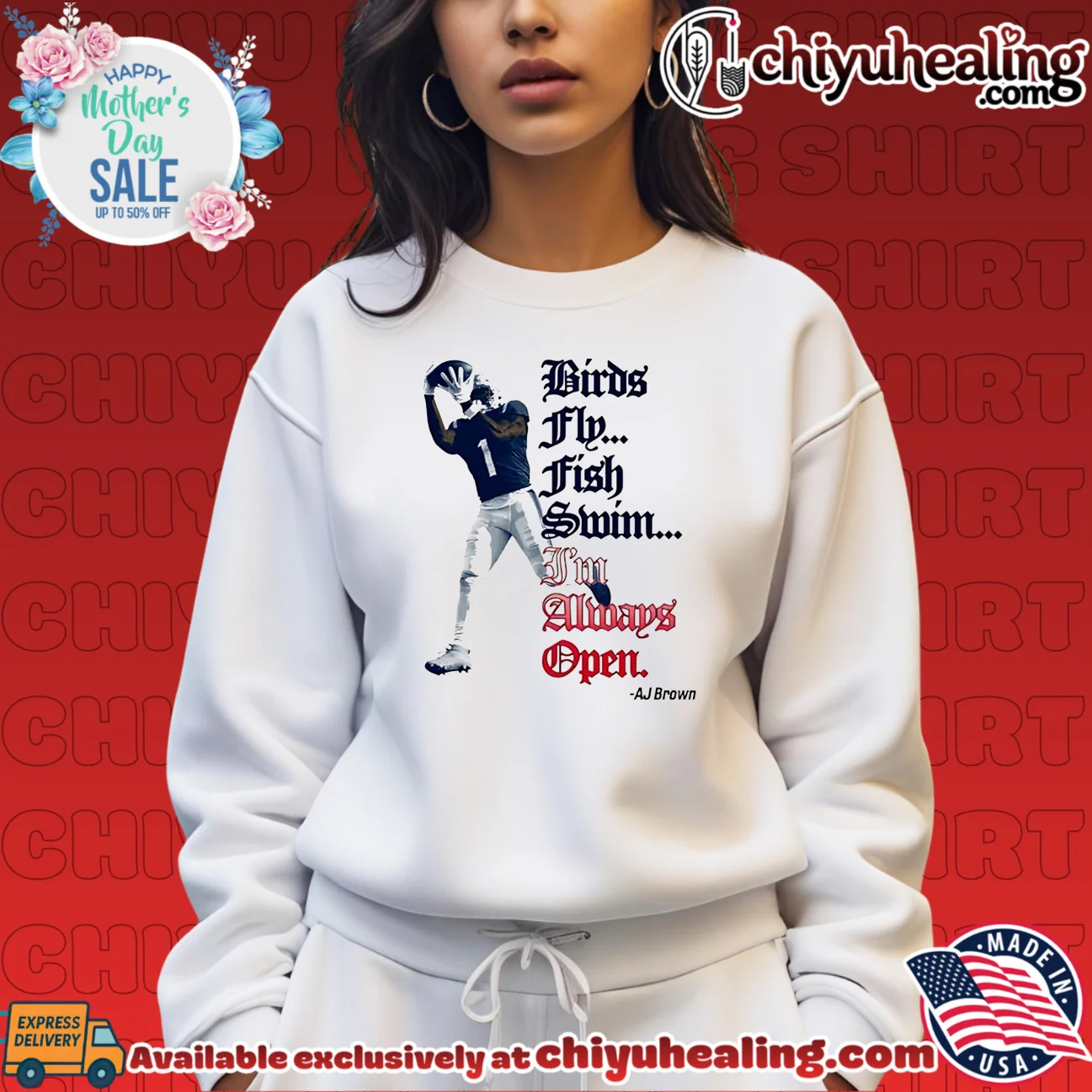 AJ Brown New England Patriots Birds fly fish swim I'm Always Open hype shirt & hoodie - New Arrival AJ Brown New England Patriots Birds fly fish swim I'm Always Open