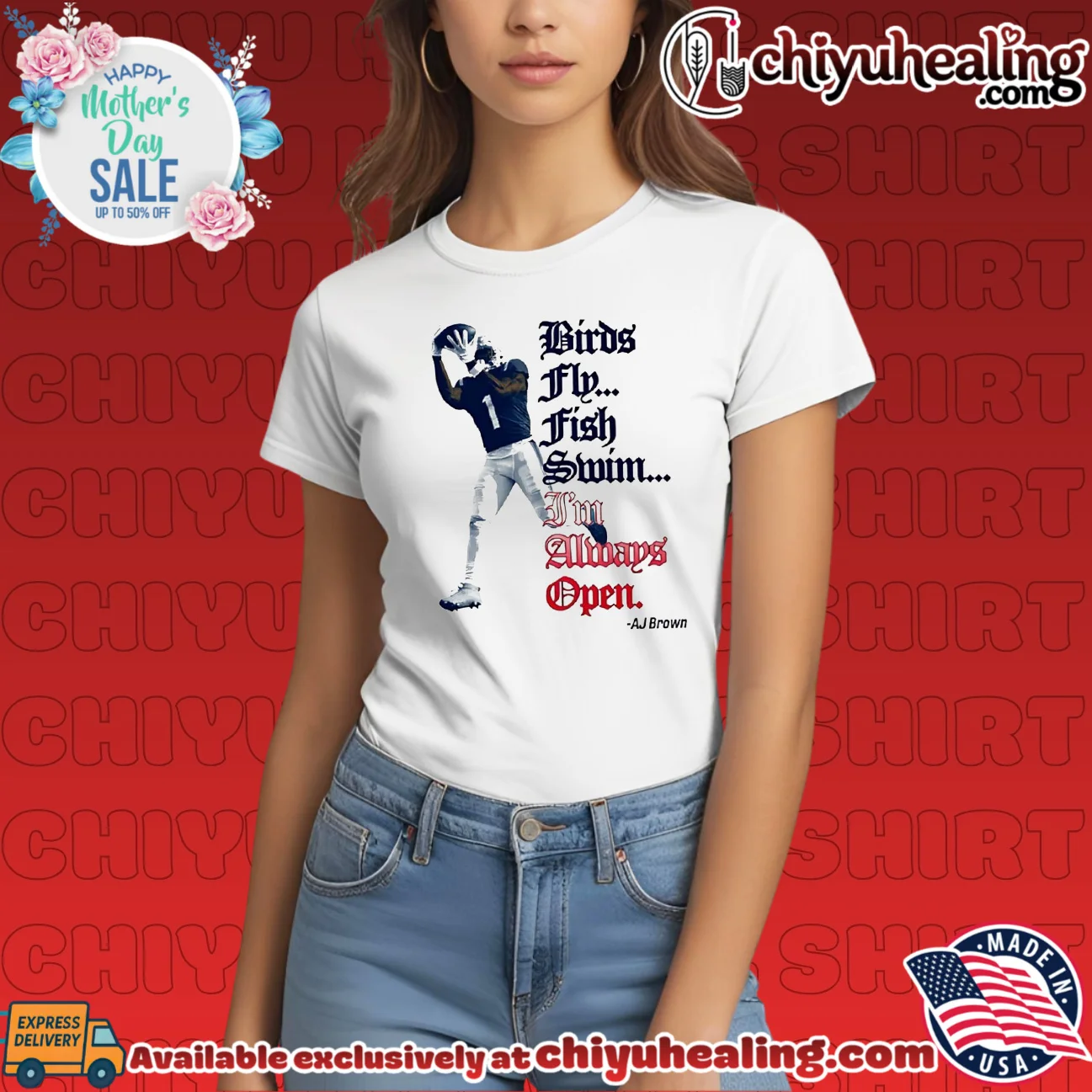 AJ Brown New England Patriots Birds fly fish swim I'm Always Open hype shirt & hoodie - New Arrival AJ Brown New England Patriots Birds fly fish swim I'm Always Open
