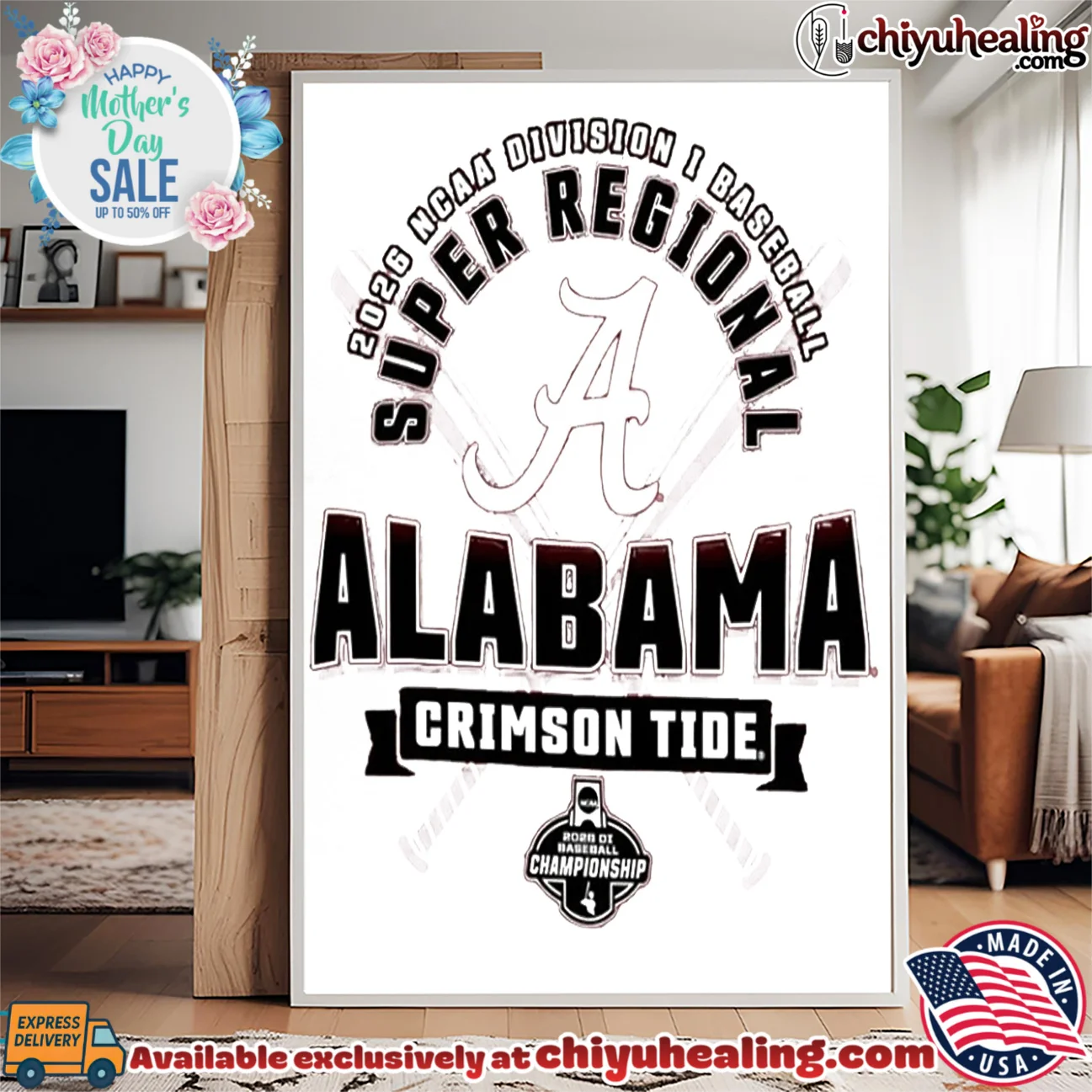 Alabama Crimson Tide 2026 NCAA Division I Baseball Super Regionals statement shirt & hoodie | Aesthetic Apparel Alabama Crimson Tide 2026 NCAA Division I Baseball Super Regionals