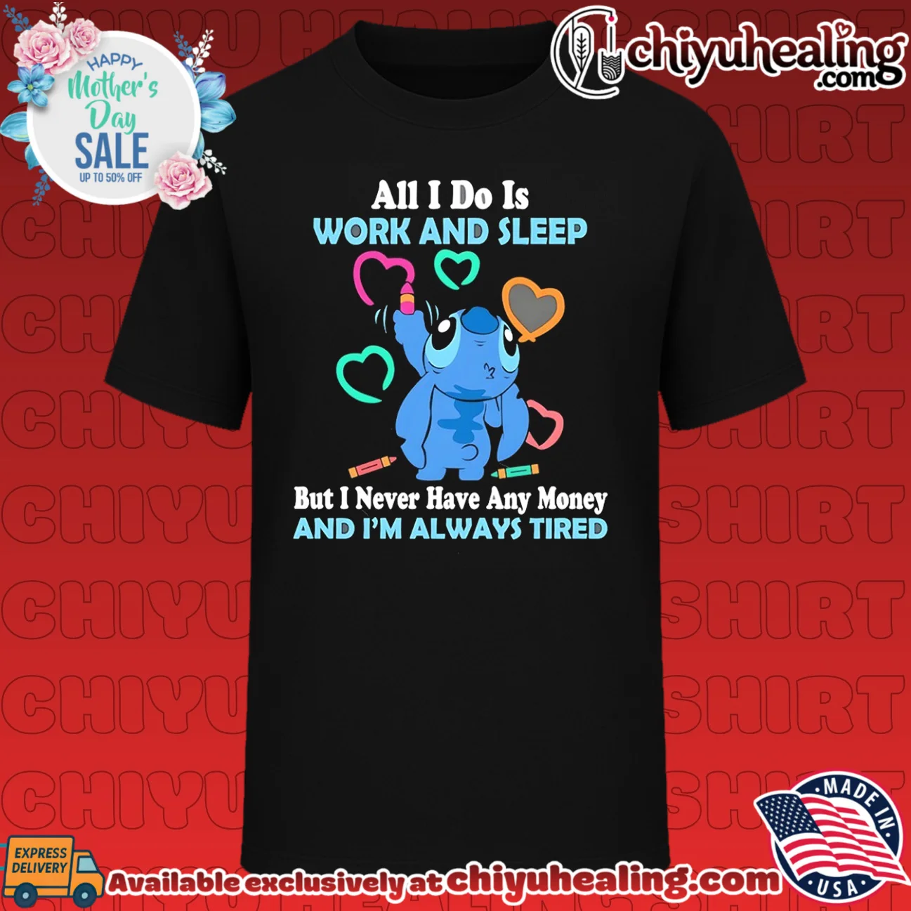 All I do is work and sleep but I never have any money and I'm always tired Stitch