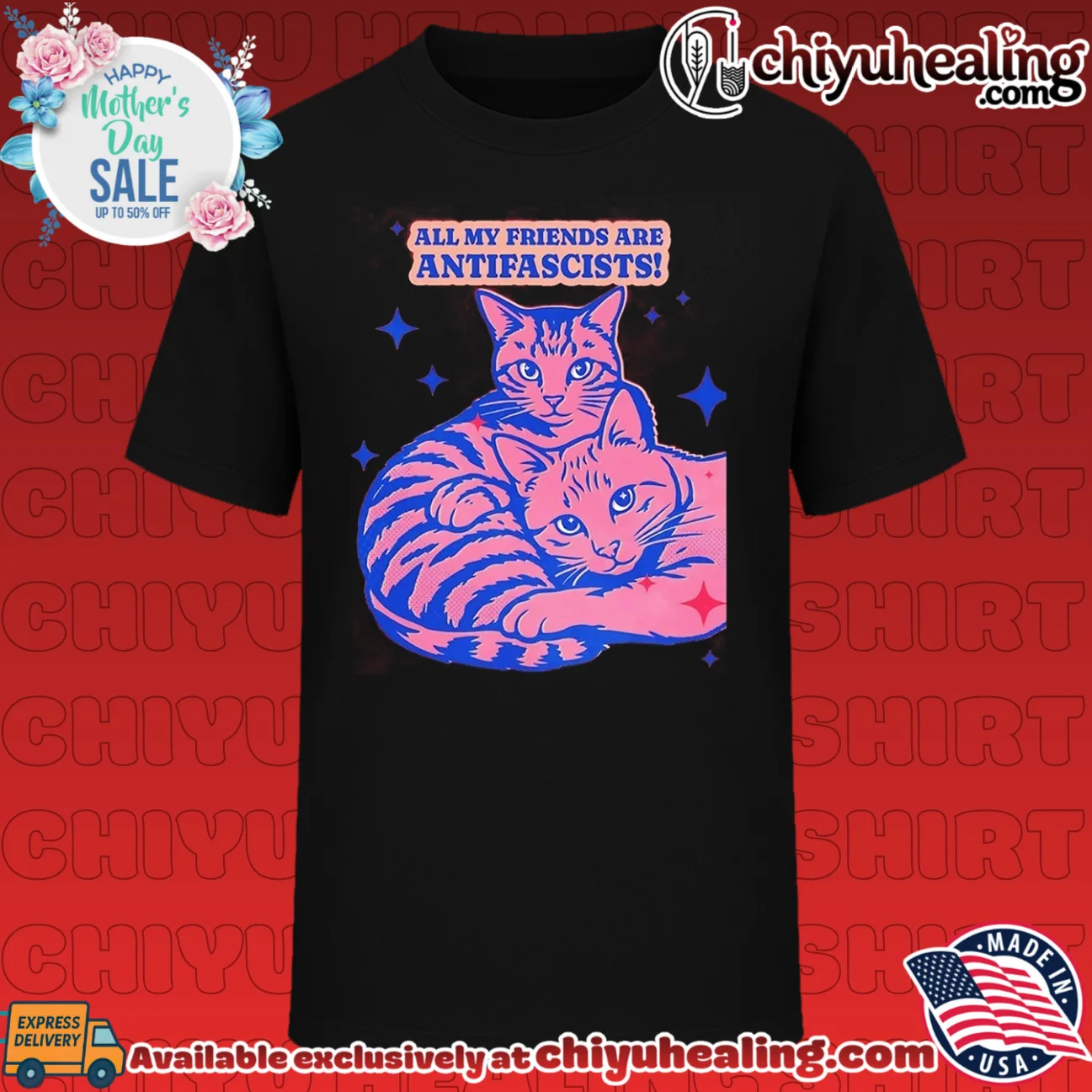 All my friends are antifascists graphic cat shirt & hoodie