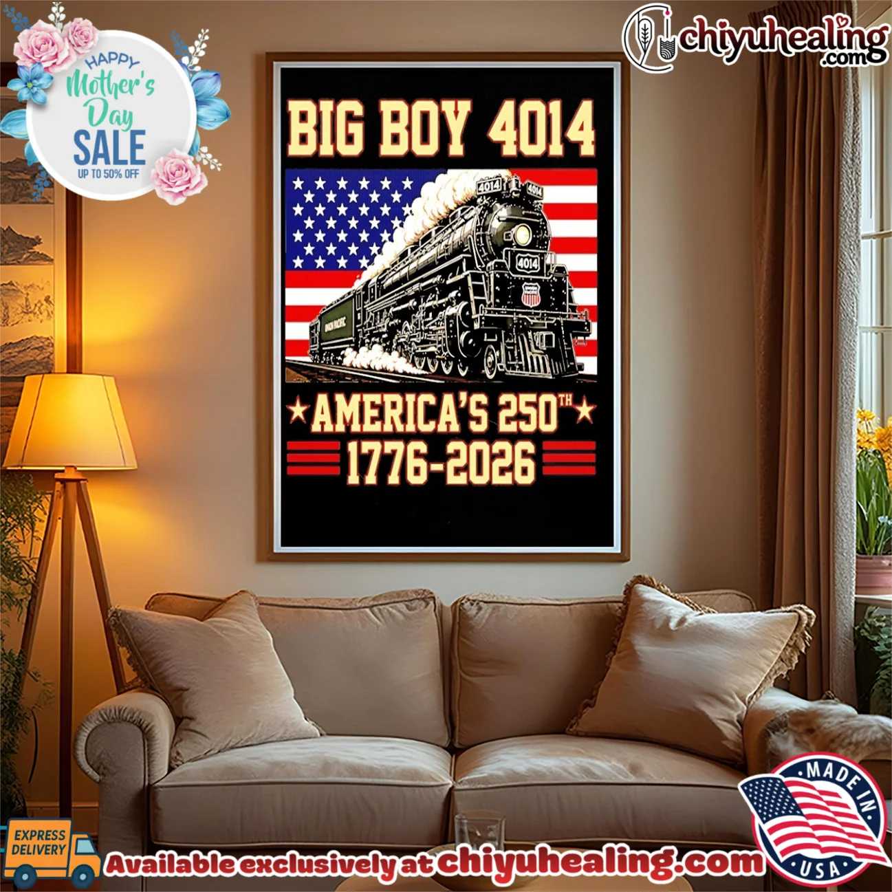 America 250th Big Boy 4014 Train US Flag statement shirt & hoodie | IP Merchandise America 250th Big Boy 4014 Train US Flag