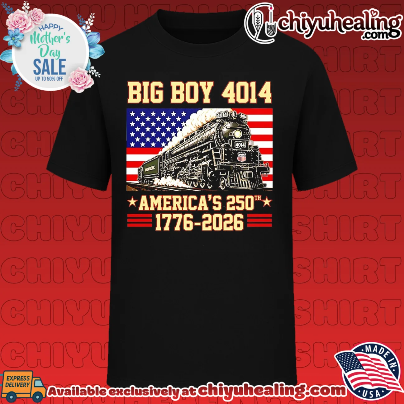 America 250th Big Boy 4014 Train US Flag