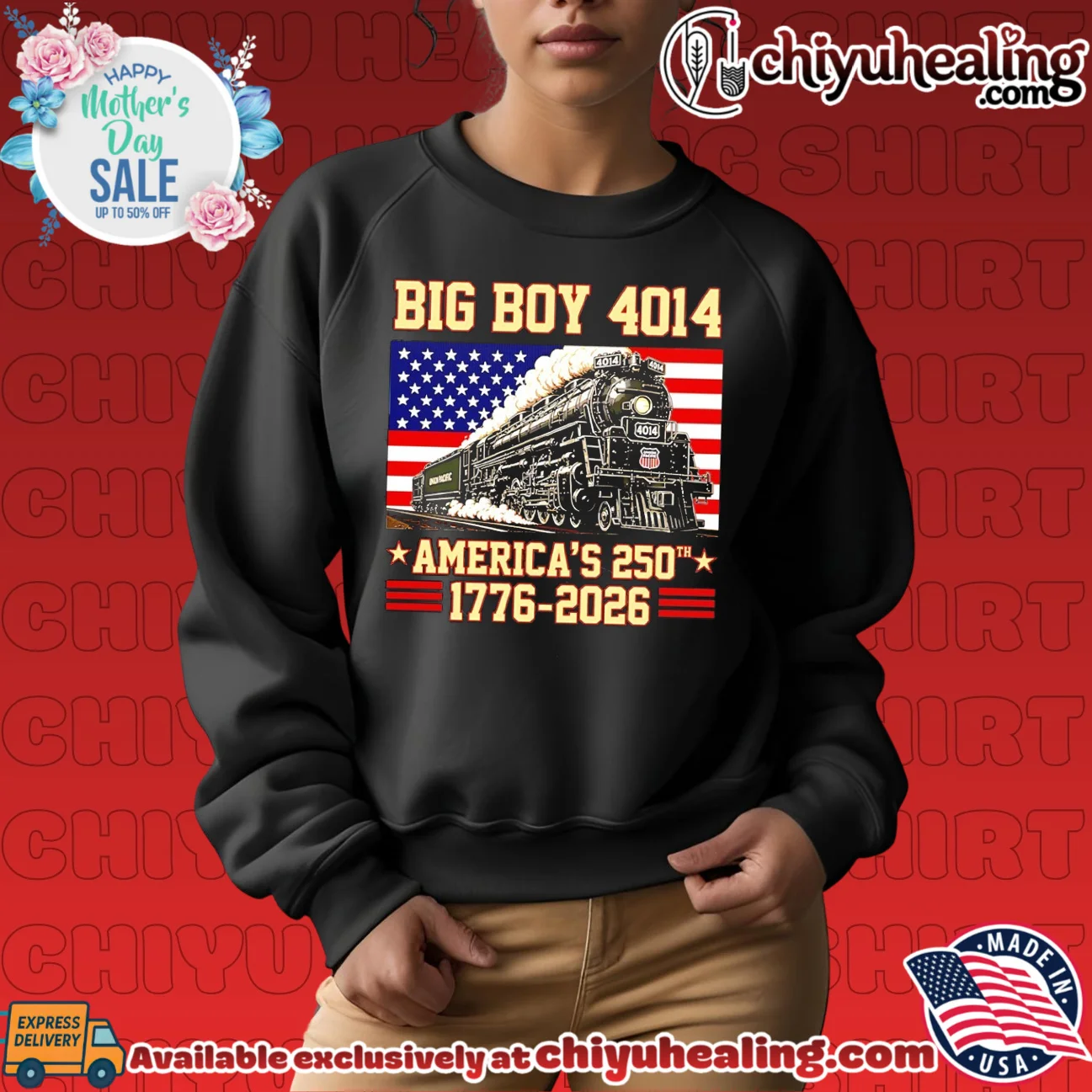 America 250th Big Boy 4014 Train US Flag statement shirt & hoodie | IP Merchandise America 250th Big Boy 4014 Train US Flag