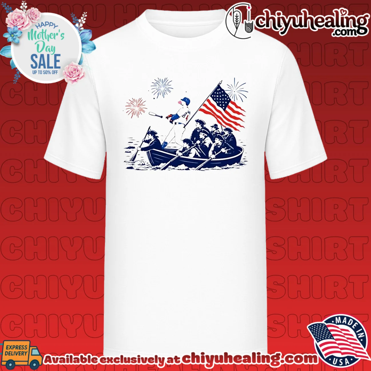 American Flag Baseball Crossing the Delaware July 4th shirt & hoodie