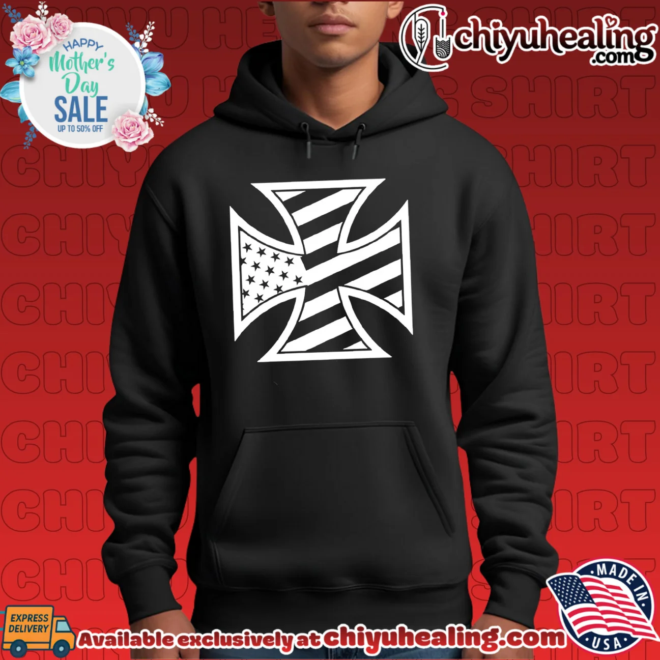American Iron Cross Patriotic US Flag Biker shirt & hoodie American Iron Cross Patriotic US Flag Biker shirt & hoodie