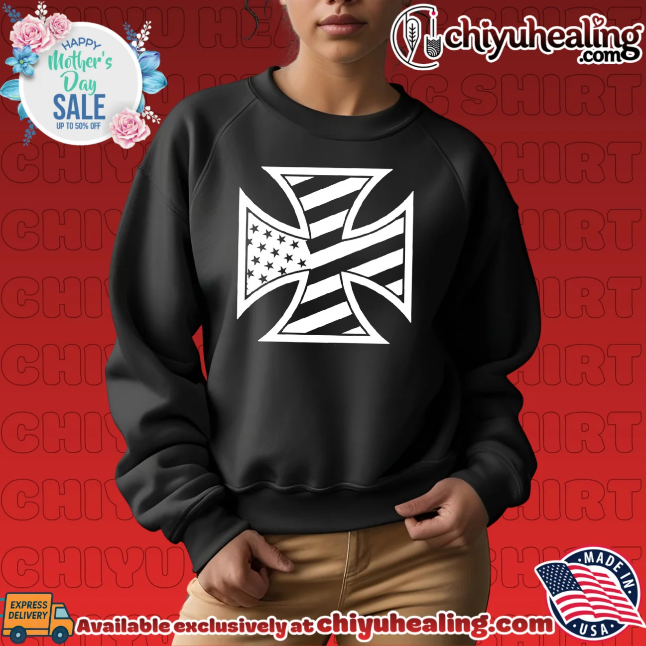 American Iron Cross Patriotic US Flag Biker shirt & hoodie American Iron Cross Patriotic US Flag Biker shirt & hoodie