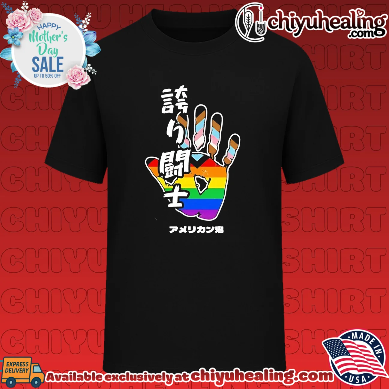 American Oni the pride warrior Japanese kanji tegata shirt & hoodie