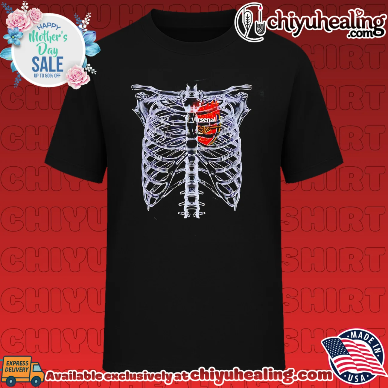 Arsenal logo heart on fire shirt