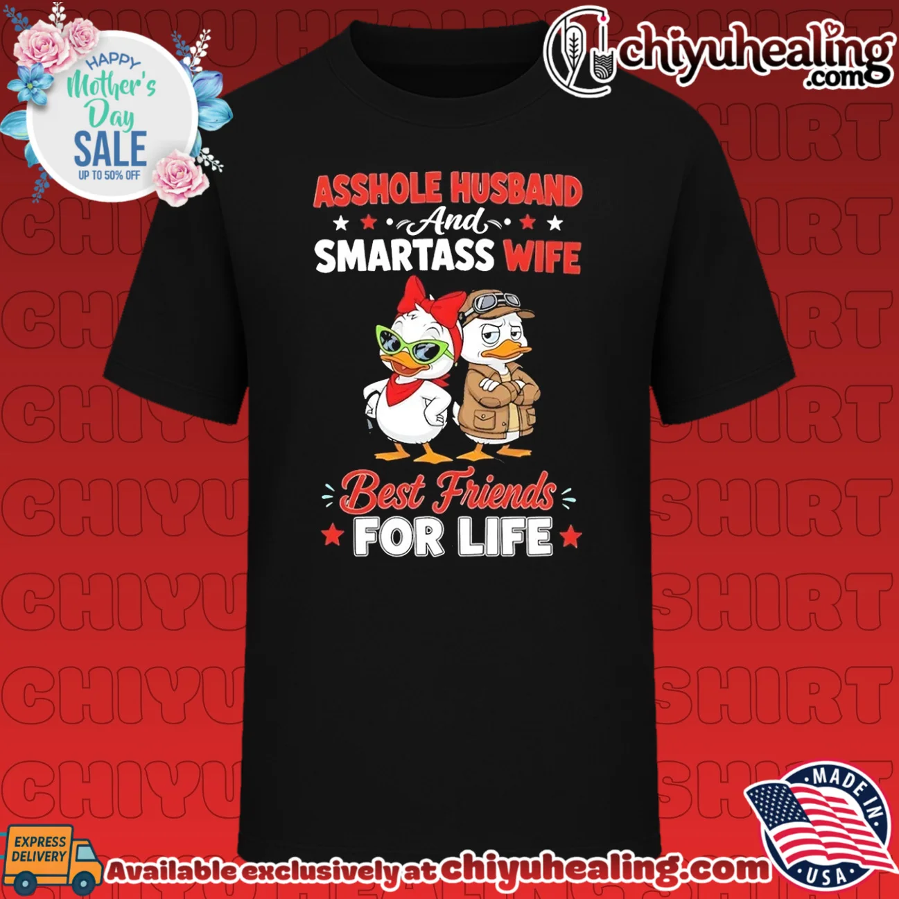 Asshole husband and smartass wife best friends for life cartoon ducks shirt & hoodie