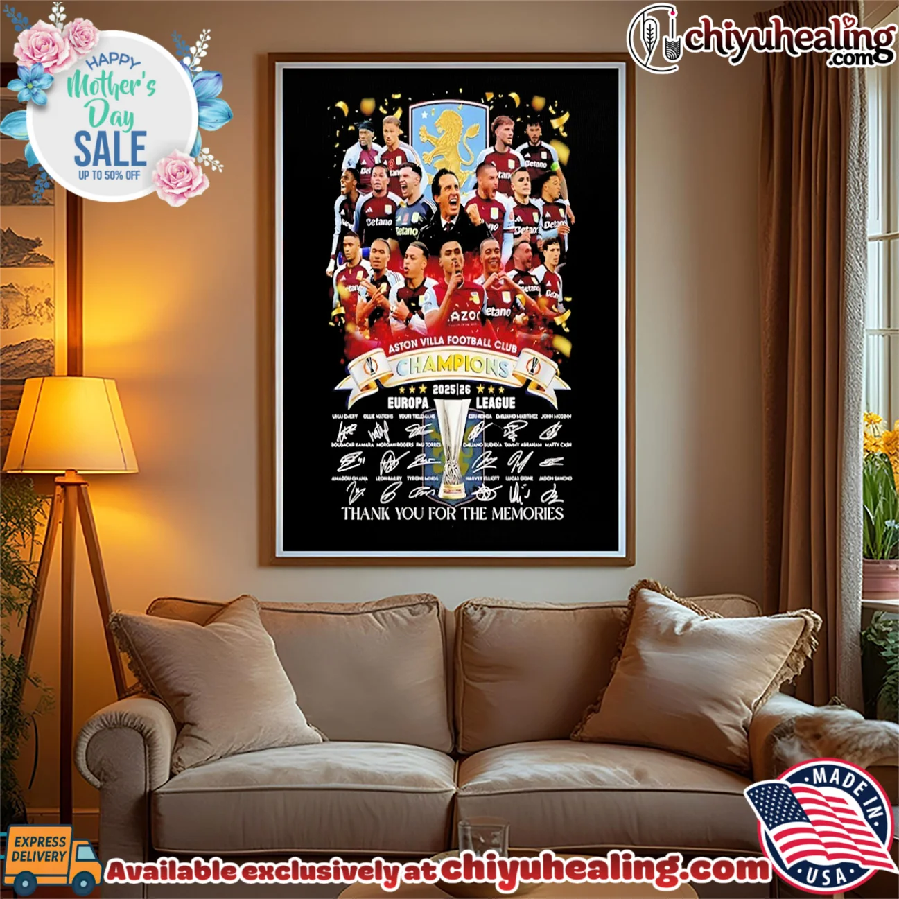 Aston Villa Football Club 2025-2026 UEFA Europa League Champions thank you for the memories elite shirt & hoodie | Gift Idea 2026 Aston Villa Football Club 2025-2026 UEFA Europa League Champions thank you for the memories