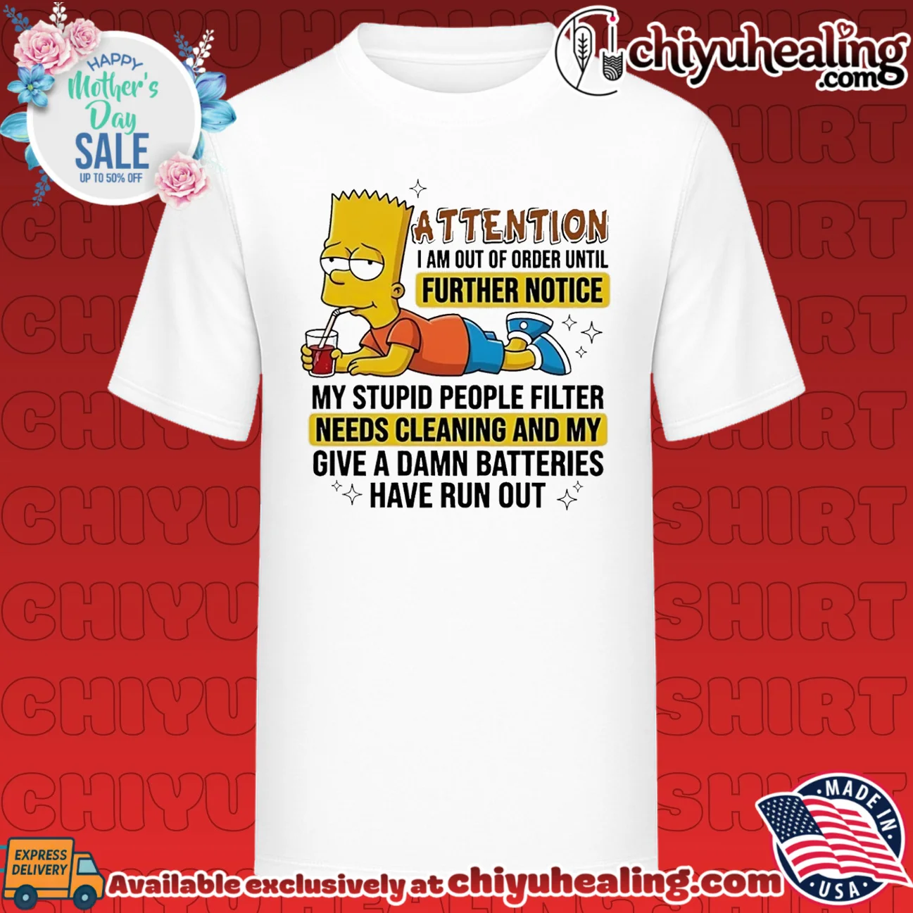 Attention I am out of order until further notice my stupid people filter needs cleaning Bart Simpson