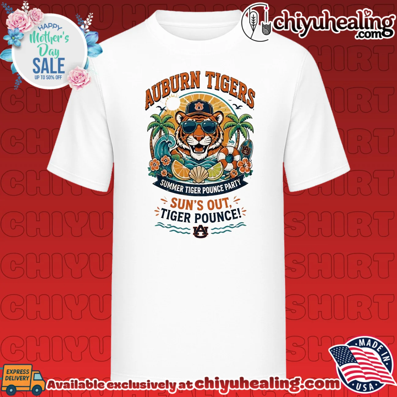 Auburn Tigers Summer Tiger Pounce Party Sun's Out Tiger Pounce shirt