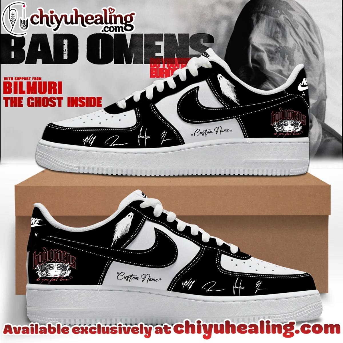 Bad Omens Do You Feel Love Tour Custom Air Force 1 & Jordan 1 Shoes (Design 11)