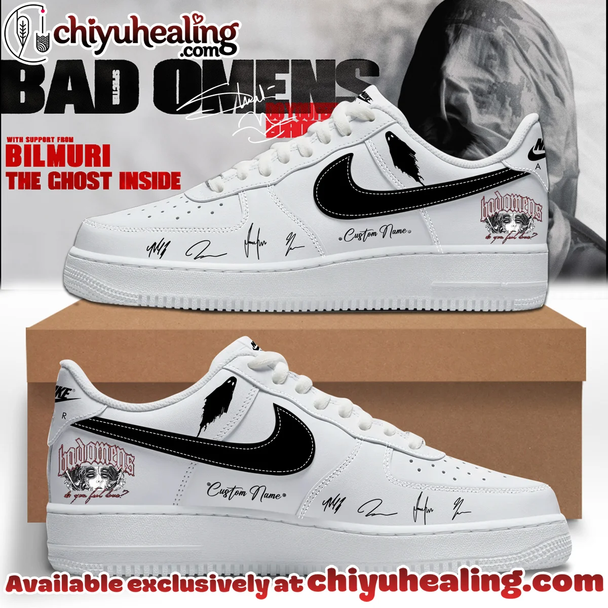 Bad Omens Do You Feel Love Tour Custom Air Force 1 & Jordan 1 Shoes (Design 13)