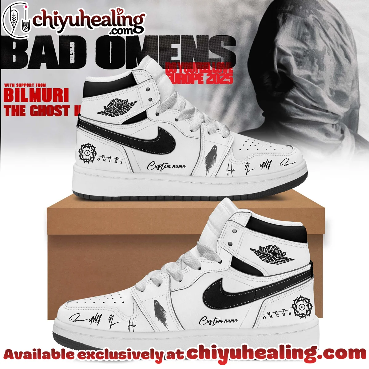 Bad Omens Do You Feel Love Tour Custom Air Force 1 & Jordan 1 Shoes (Design 20)
