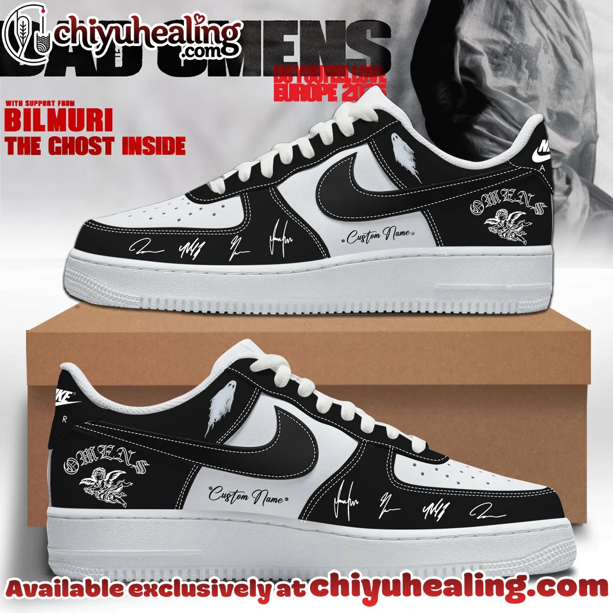 Bad Omens Do You Feel Love Tour Custom Air Force 1 & Jordan 1 Shoes (Design 4)