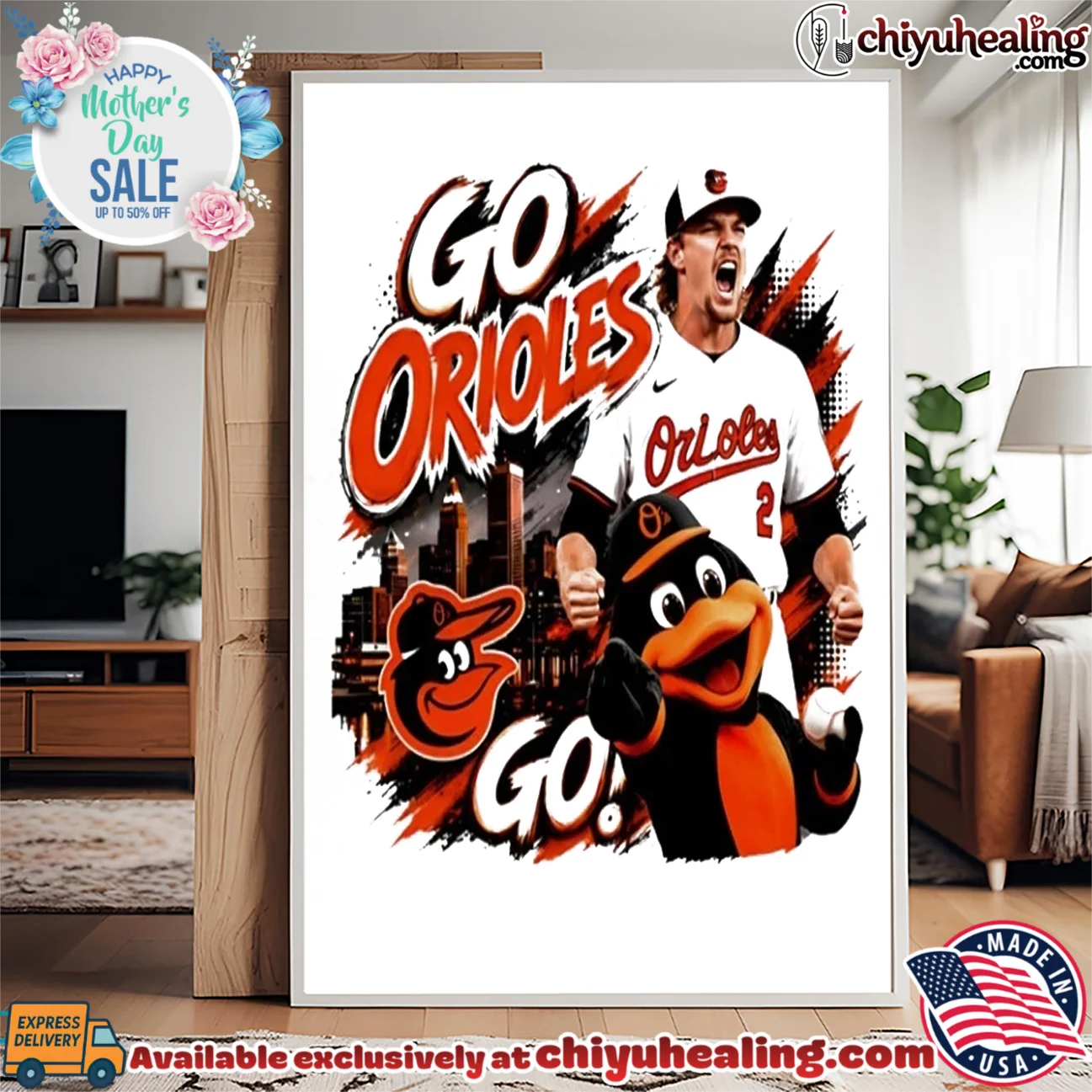 Baltimore Orioles Go Orioles mascot graphic official shirt & hoodie | Aesthetic Apparel Baltimore Orioles Go Orioles mascot graphic