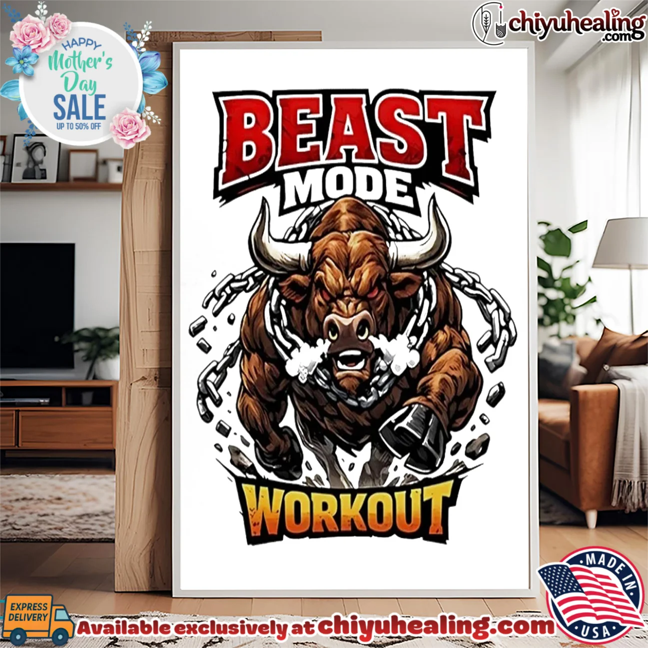 Beast mode workout illustrated bull with chains essential shirt & hoodie | 2026 Edition Drop Beast mode workout illustrated bull with chains