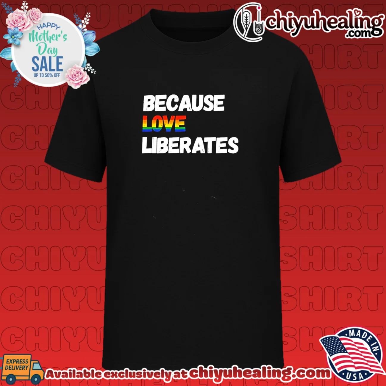 Because love liberates rainbow text