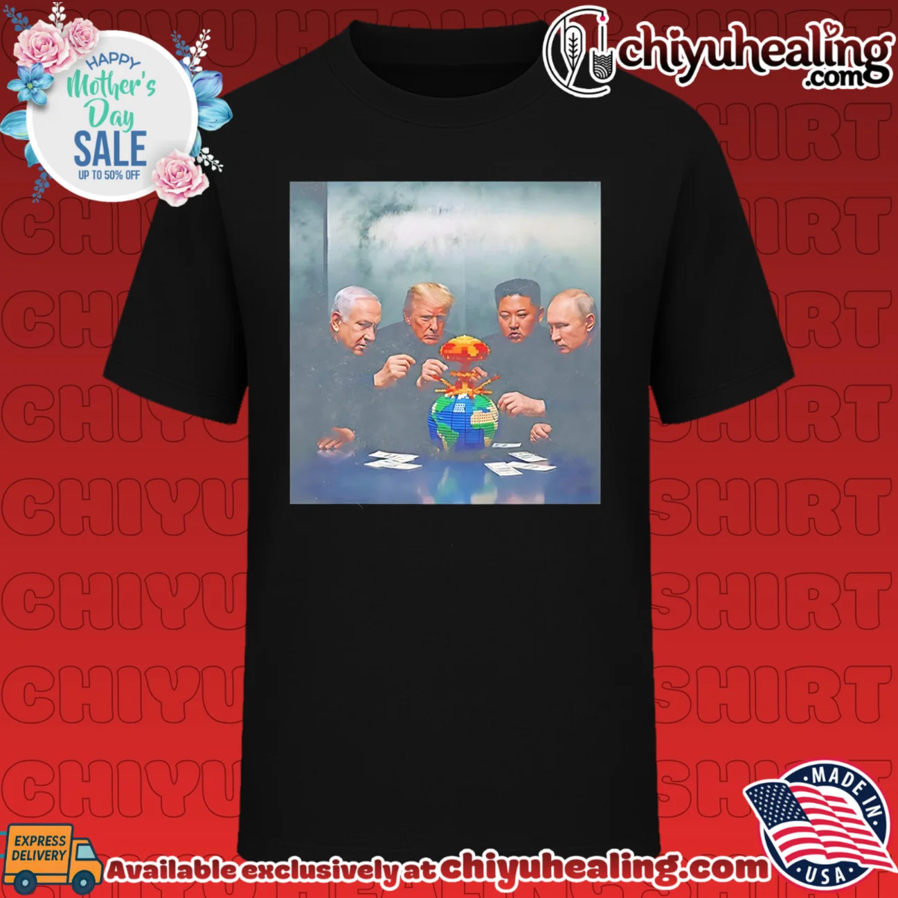 Benjamin Netanyahu Donald Trump Kim Jong Un Vladimir Putin playing LEGO model of the Earth shirt & hoodie