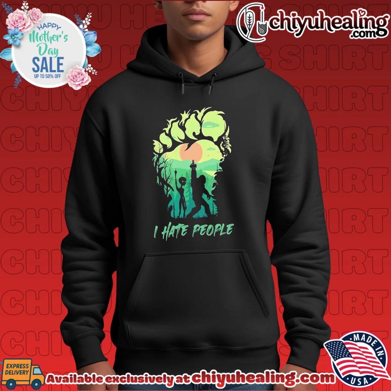 Bigfoot and Alien I hate people funny statement shirt & hoodie - Premium Streetwear Bigfoot and Alien I hate people funny statement shirt & hoodie - Premium Streetwear