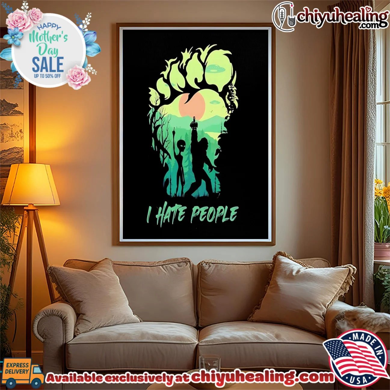 Bigfoot and Alien I hate people funny statement shirt & hoodie - Premium Streetwear Bigfoot and Alien I hate people funny