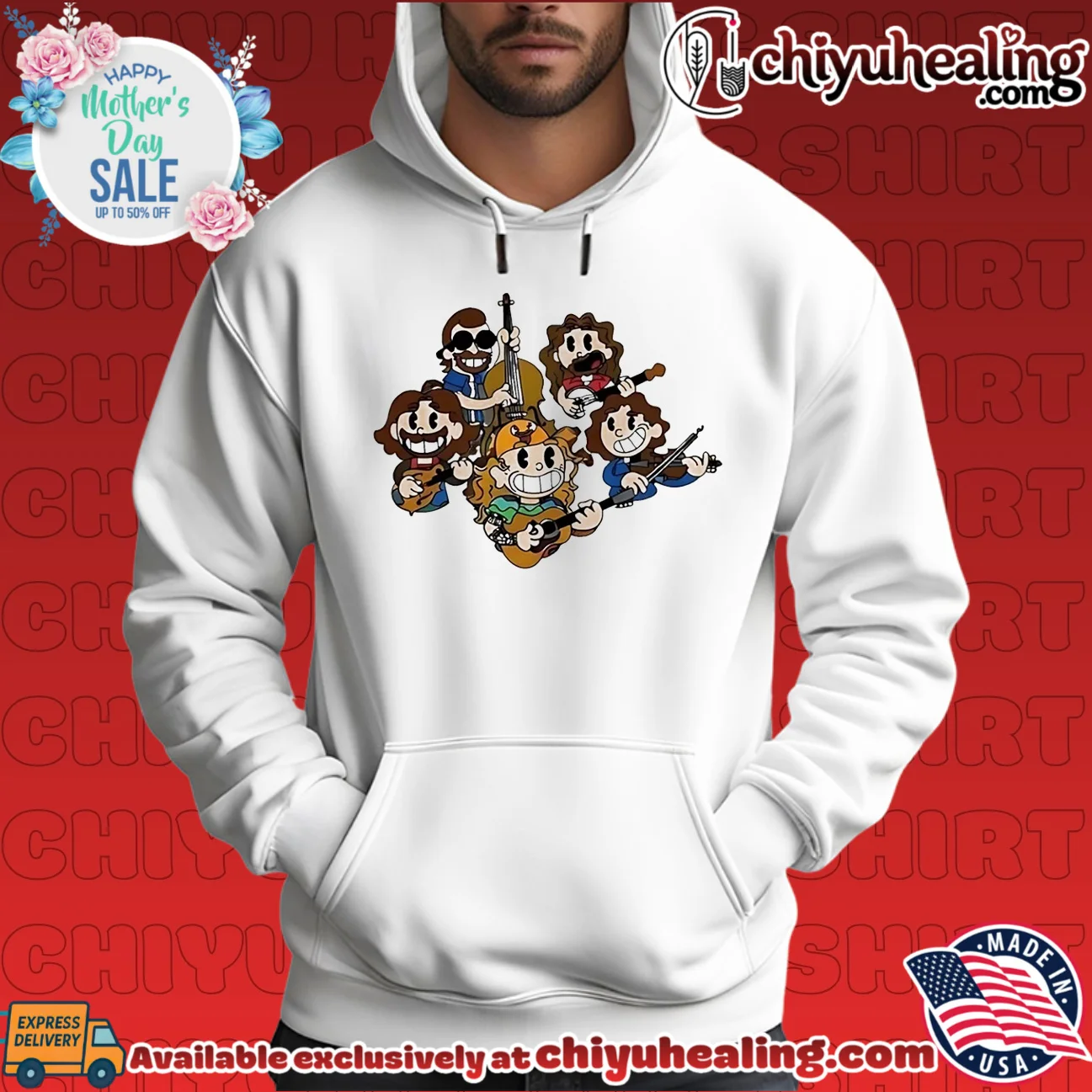Billy Strings and his band cartoon illustration shirt & hoodie Billy Strings and his band cartoon illustration shirt & hoodie