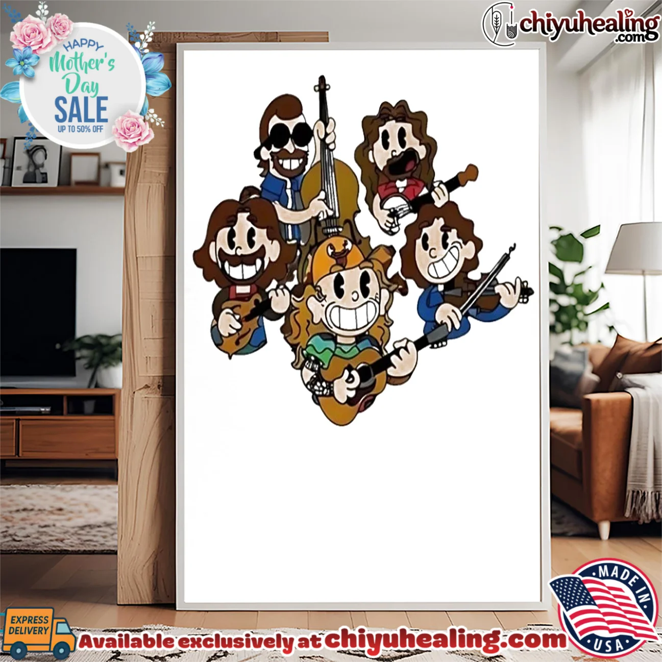 Billy Strings and his band cartoon illustration shirt & hoodie Billy Strings and his band cartoon illustration shirt & hoodie
