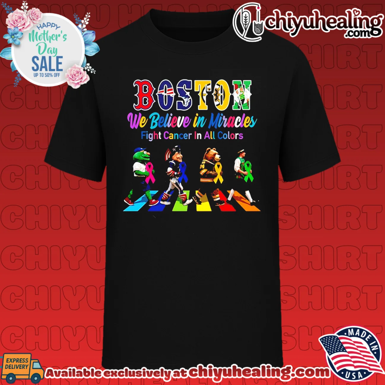 Boston Sports We believe in Miracles fight cancer on all colors abbey road