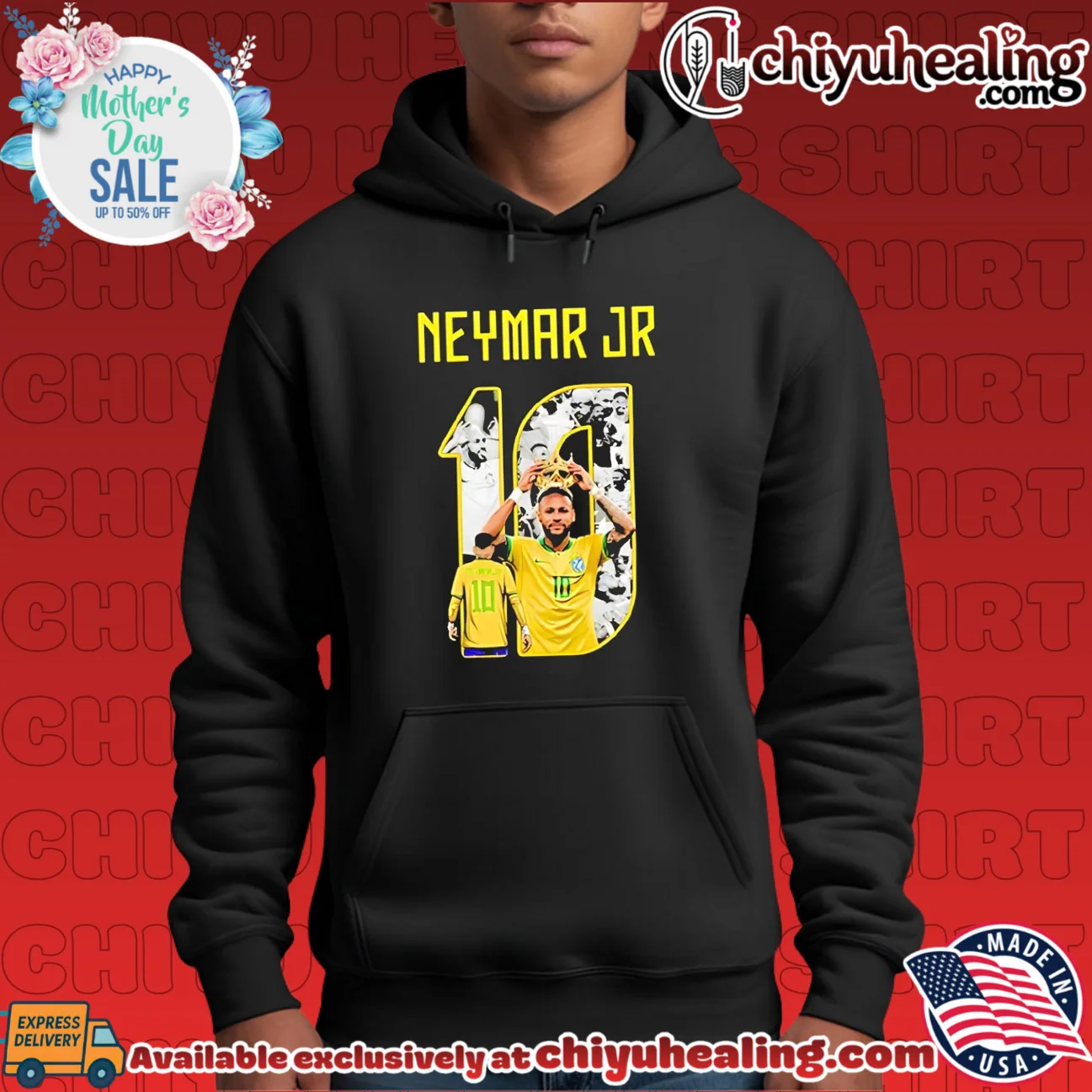Brazil national football team Neymar Jr wearing crown hype shirt & hoodie - Everyday Fit Brazil national football team Neymar Jr wearing crown hype shirt & hoodie - Everyday Fit