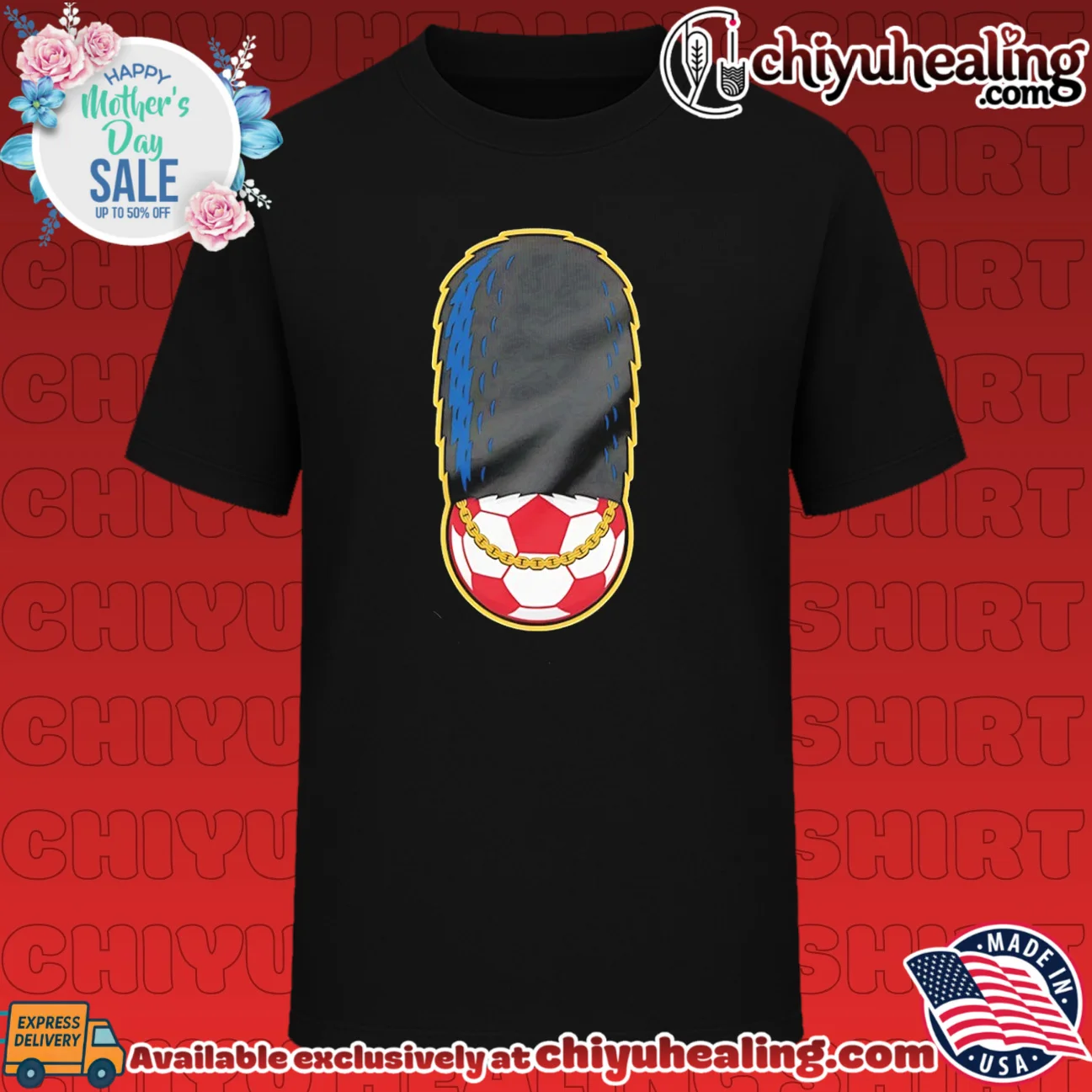 British royal guard soccer ball with gold chain