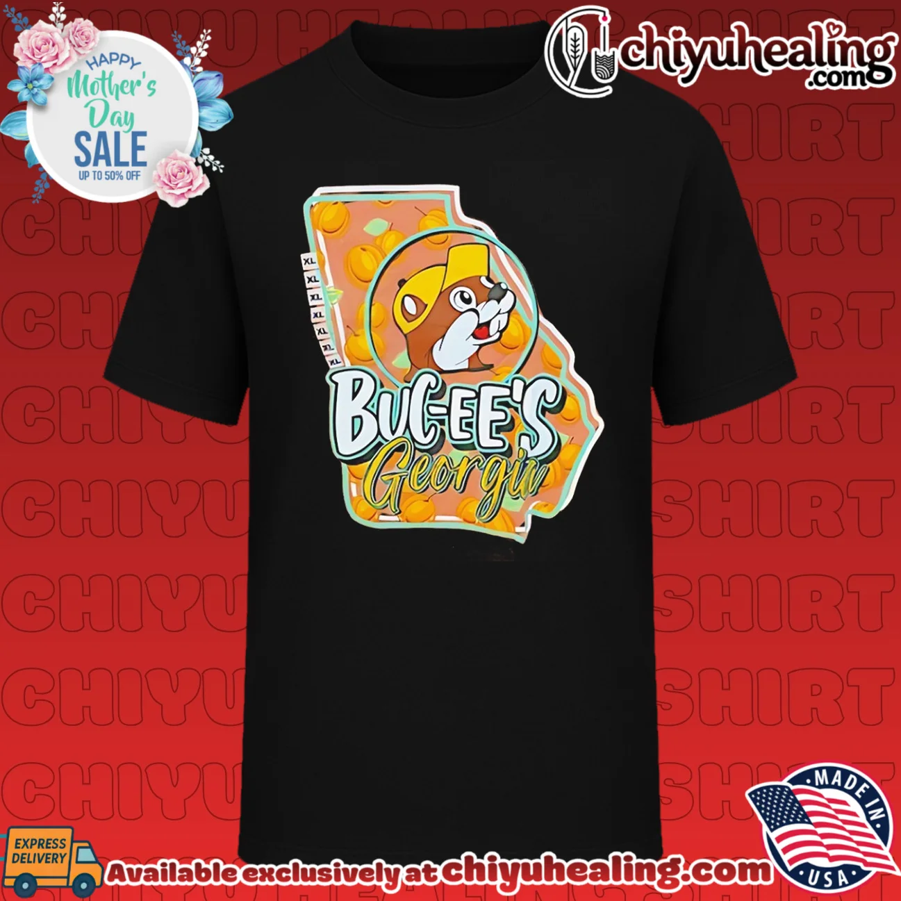 Buc-ee's Georgia State Map with Peaches shirt & hoodie