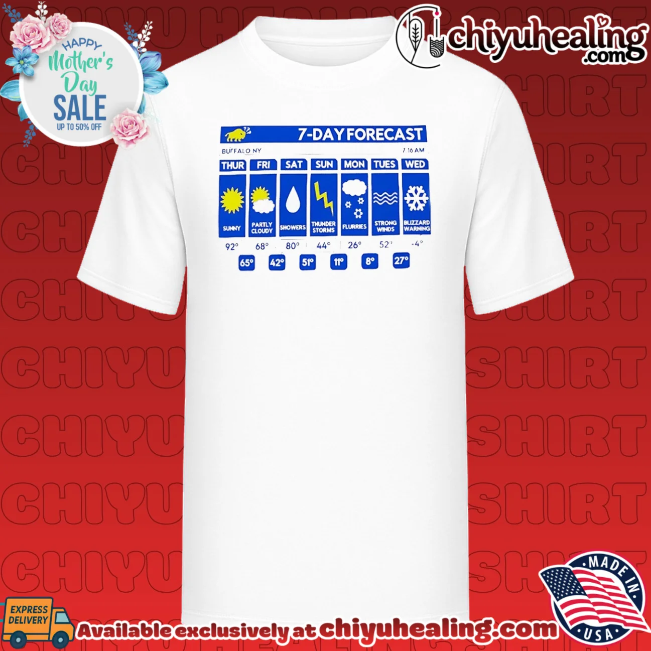 Buffalo NY 7-Day Forecast Weather Humor shirt & hoodie
