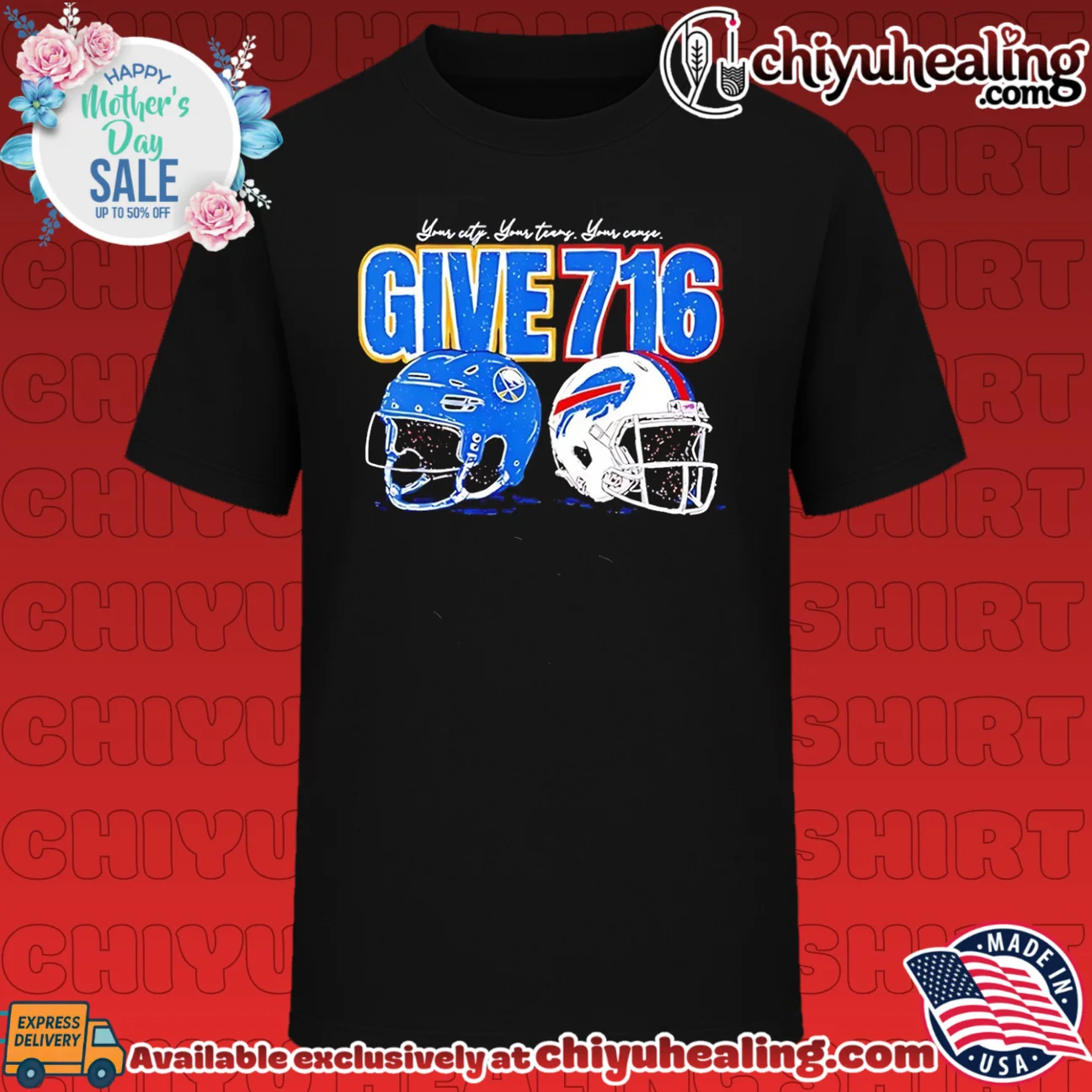 Buffalo Sabres and Buffalo Bills give 716 Your city Your teams Your cause shirt & hoodie