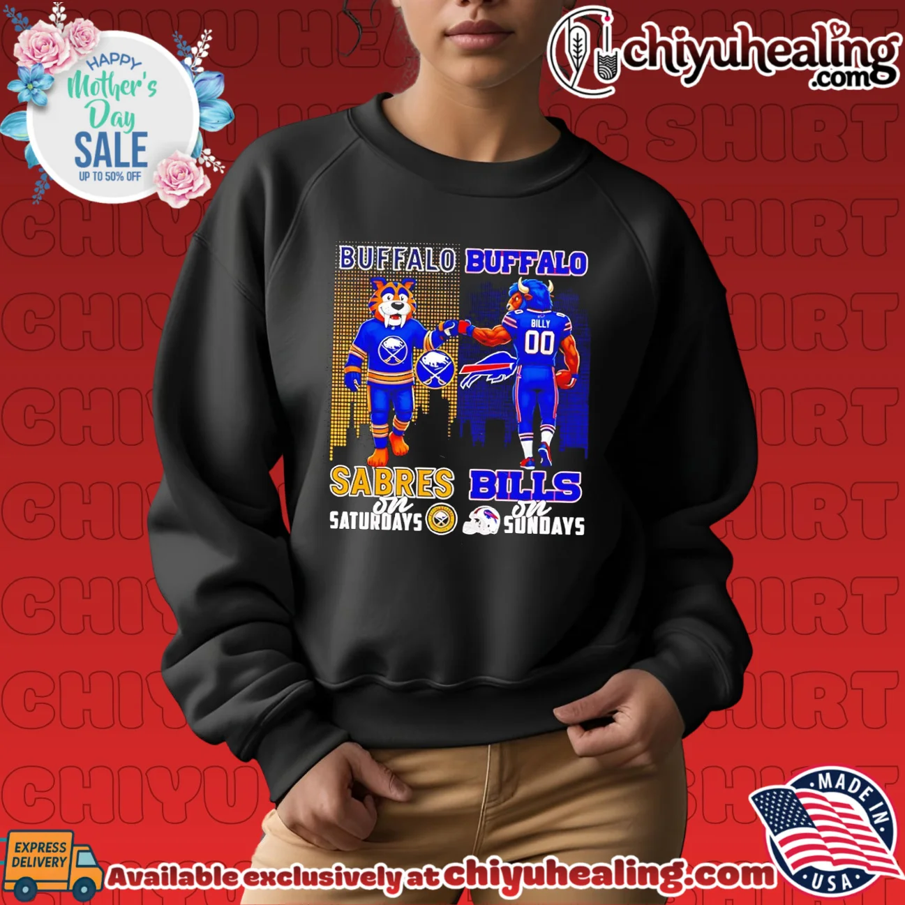 Buffalo Sabres Bills mascots fist bump on Saturdays on Sundays grail shirt & hoodie | Exclusive Fan Gear Buffalo Sabres Bills mascots fist bump on Saturdays on Sundays