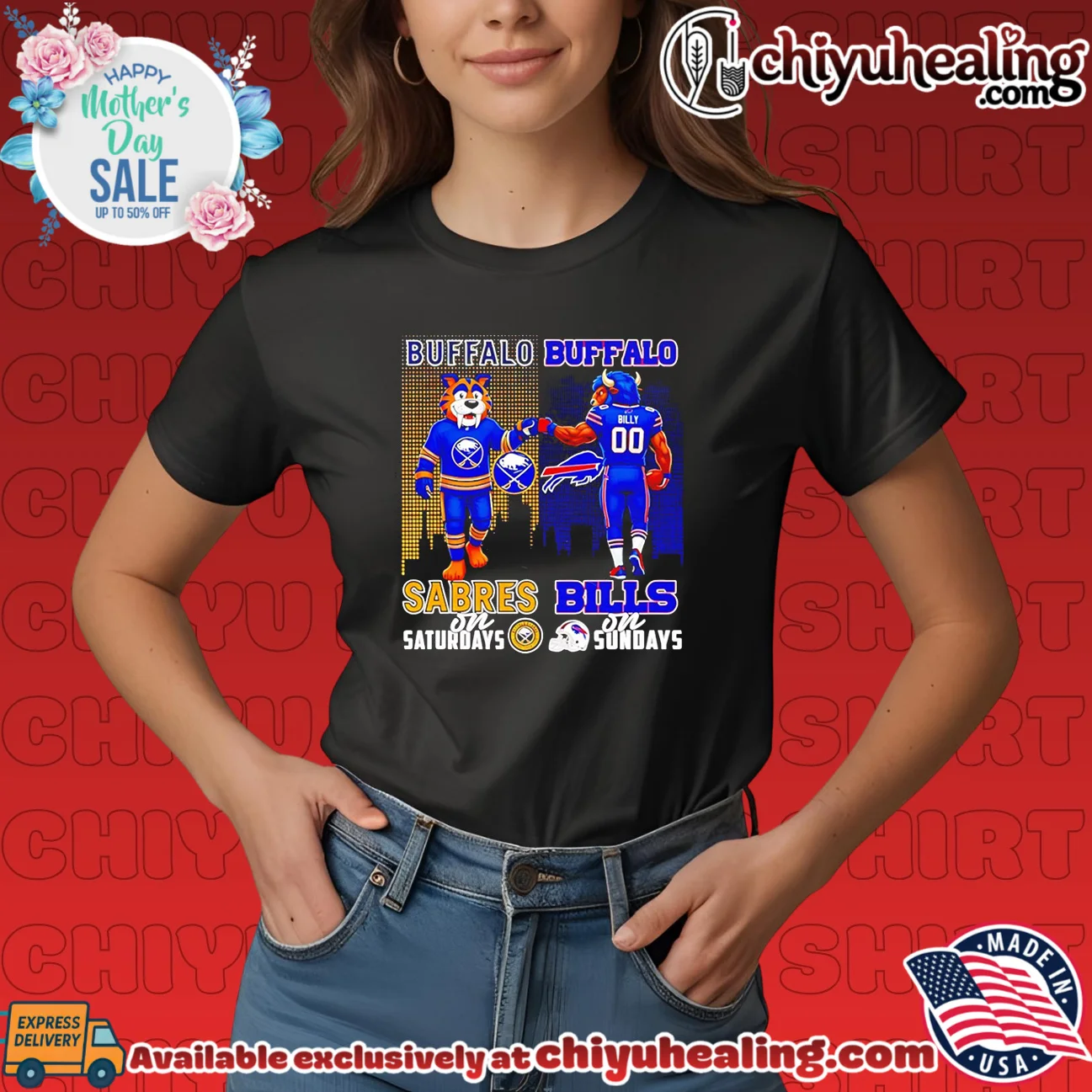 Buffalo Sabres Bills mascots fist bump on Saturdays on Sundays grail shirt & hoodie | Exclusive Fan Gear Buffalo Sabres Bills mascots fist bump on Saturdays on Sundays