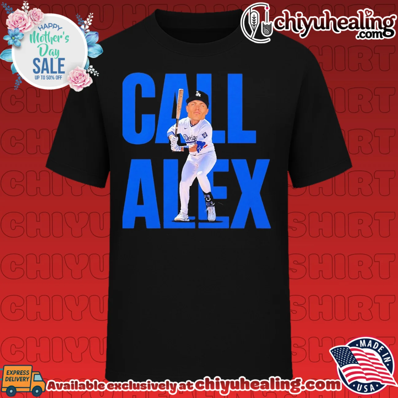 Call Alex Los Angeles Dodgers MLB Baseball caricature