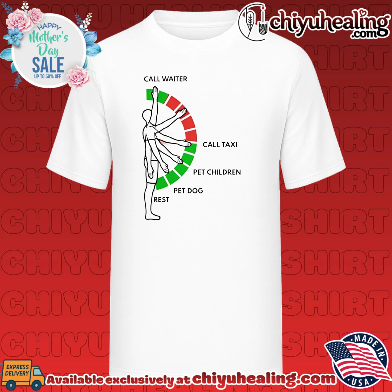 Call Waiter Hand positions call waiter call taxi shirt