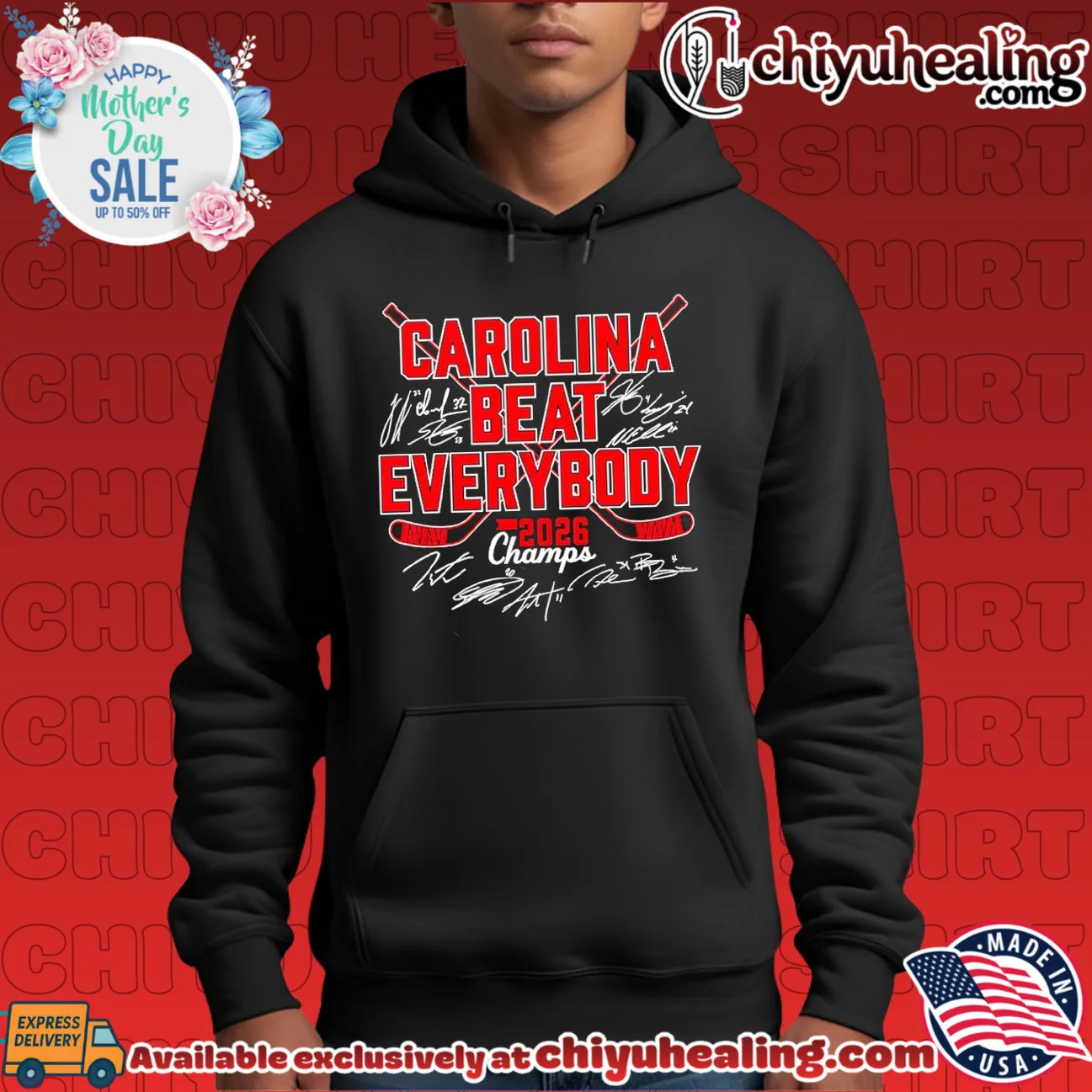 Carolina Hockey Beat Everybody 2026 Champs signatures authentic shirt & hoodie | Exclusive Fan Gear Carolina Hockey Beat Everybody 2026 Champs signatures authentic shirt & hoodie | Exclusive Fan Gear