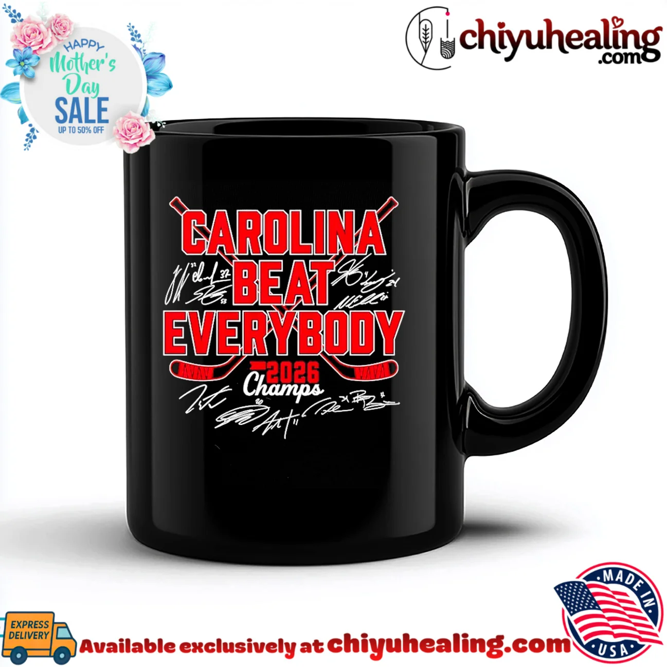 Carolina Hockey Beat Everybody 2026 Champs signatures authentic shirt & hoodie | Exclusive Fan Gear Carolina Hockey Beat Everybody 2026 Champs signatures
