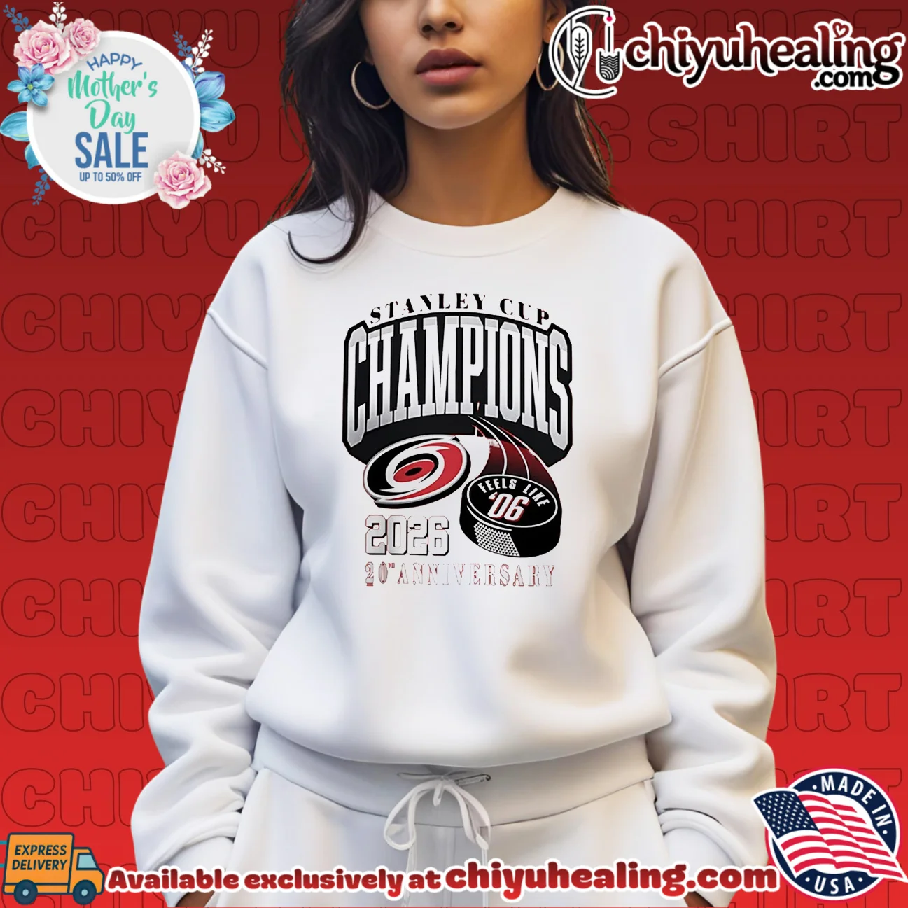 Carolina Hurricanes 2026 Stanley Cup Champions 20th Anniversary Puck Graphic shirt & hoodie Carolina Hurricanes 2026 Stanley Cup Champions 20th Anniversary Puck Graphic