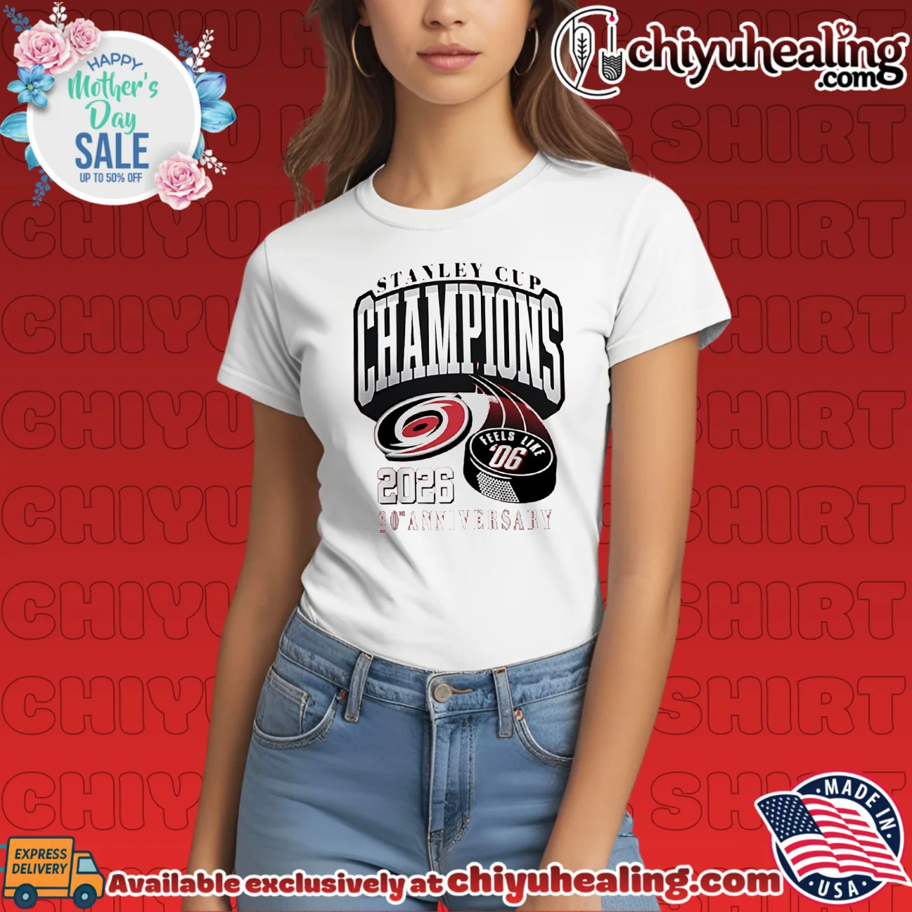 Carolina Hurricanes 2026 Stanley Cup Champions 20th Anniversary Puck Graphic shirt & hoodie Carolina Hurricanes 2026 Stanley Cup Champions 20th Anniversary Puck Graphic