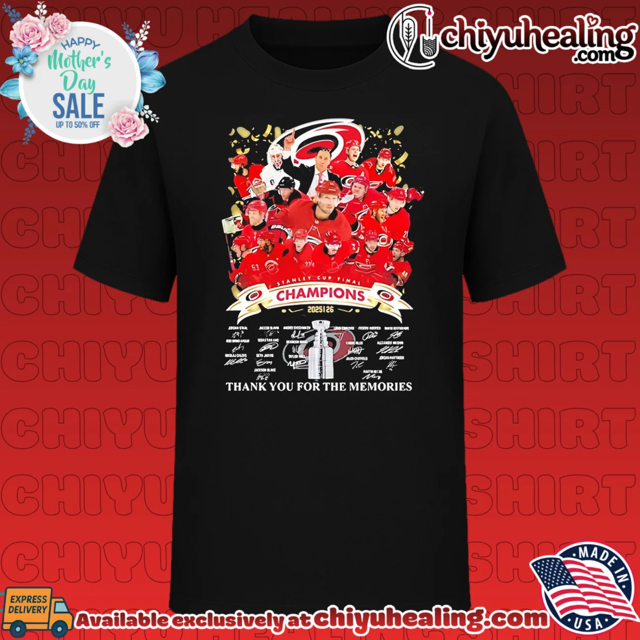 Carolina Hurricanes 2026 Stanley Cup Champs thank you for memories signature