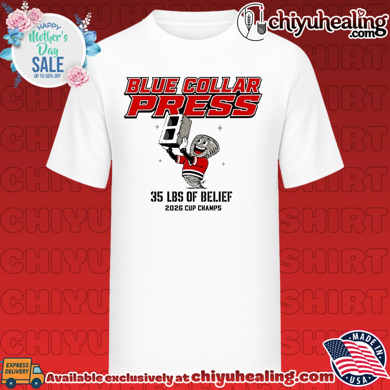 Carolina Hurricanes Blue collar press 35 lbs of belief 2026 cup champs