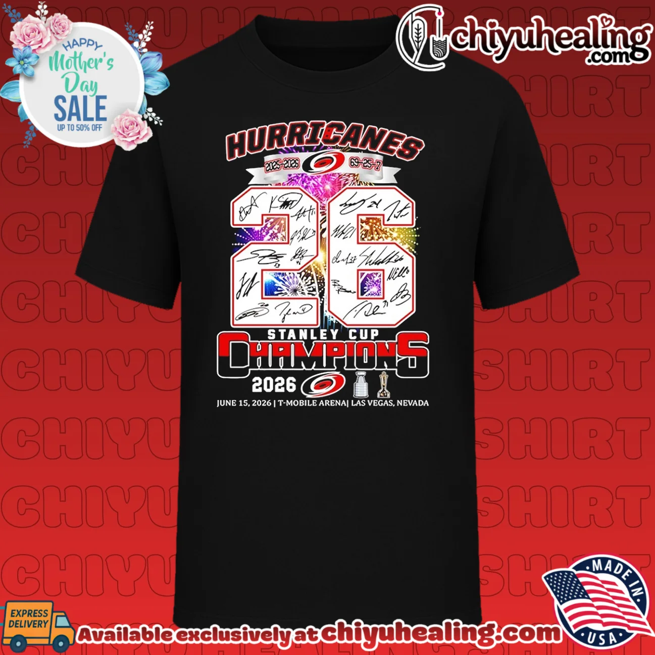 Carolina Hurricanes hockey 2025 2026 Stanley Cup Champions 26 69-25-7 signature