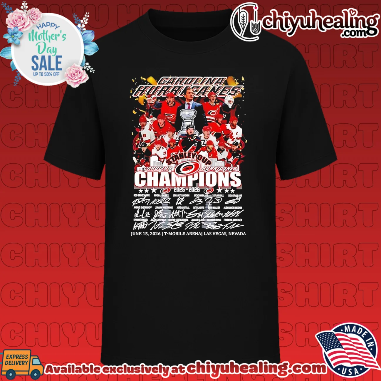 Carolina Hurricanes hockey 2025 2026 Stanley Cup Champions signature graphic